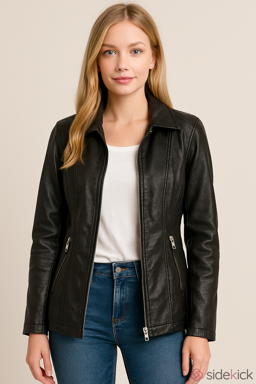 Baccini Faux Leather Women's Coat, Size Small